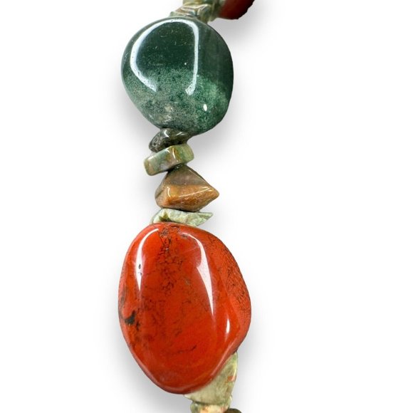 Genuine Stone Red Jasper Agate 20.5” Toggle Clasp - Picture 8 of 11